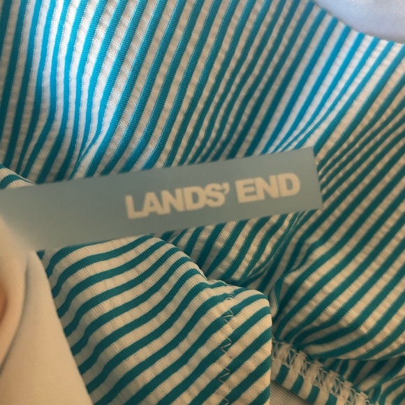 Women's Lands' End Tummy Control Seersucker Ruffle Off-the-Shoulder Size 12 - Picture 6 of 16